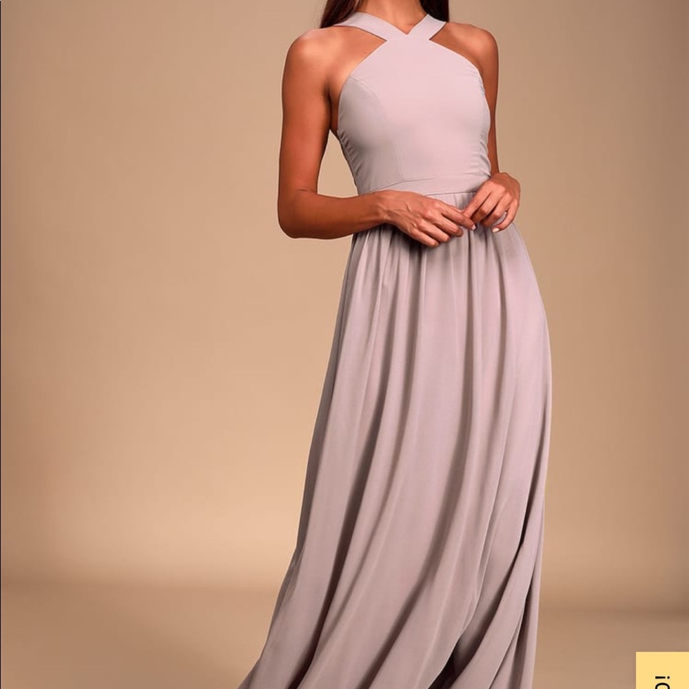 Lulus Air of Romance Taupe Maxi Dress Woman’s Size Medium